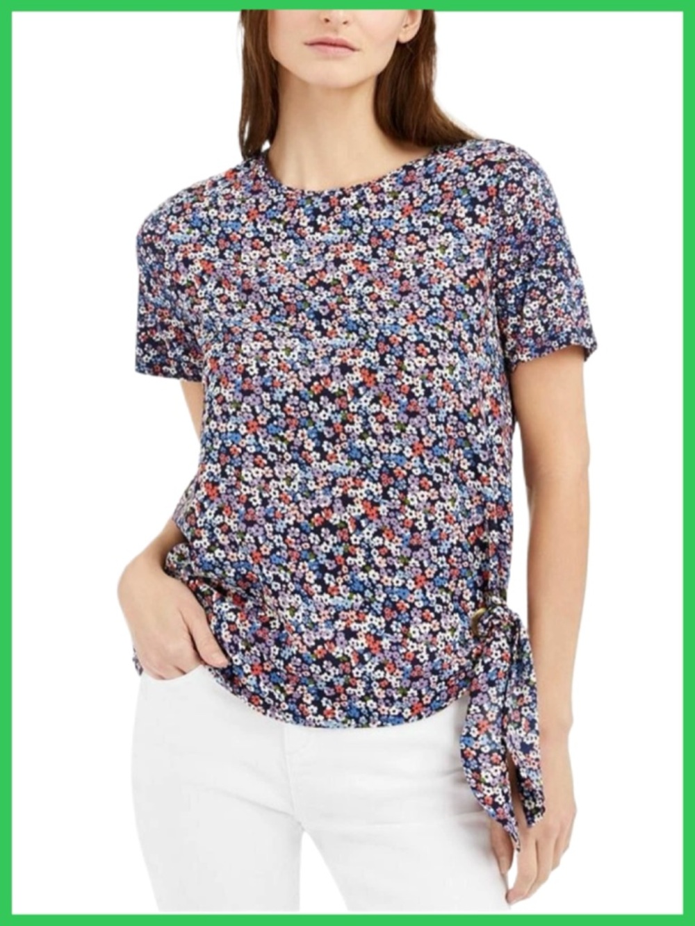 Michael Kors Floral Side Tie Hem Top